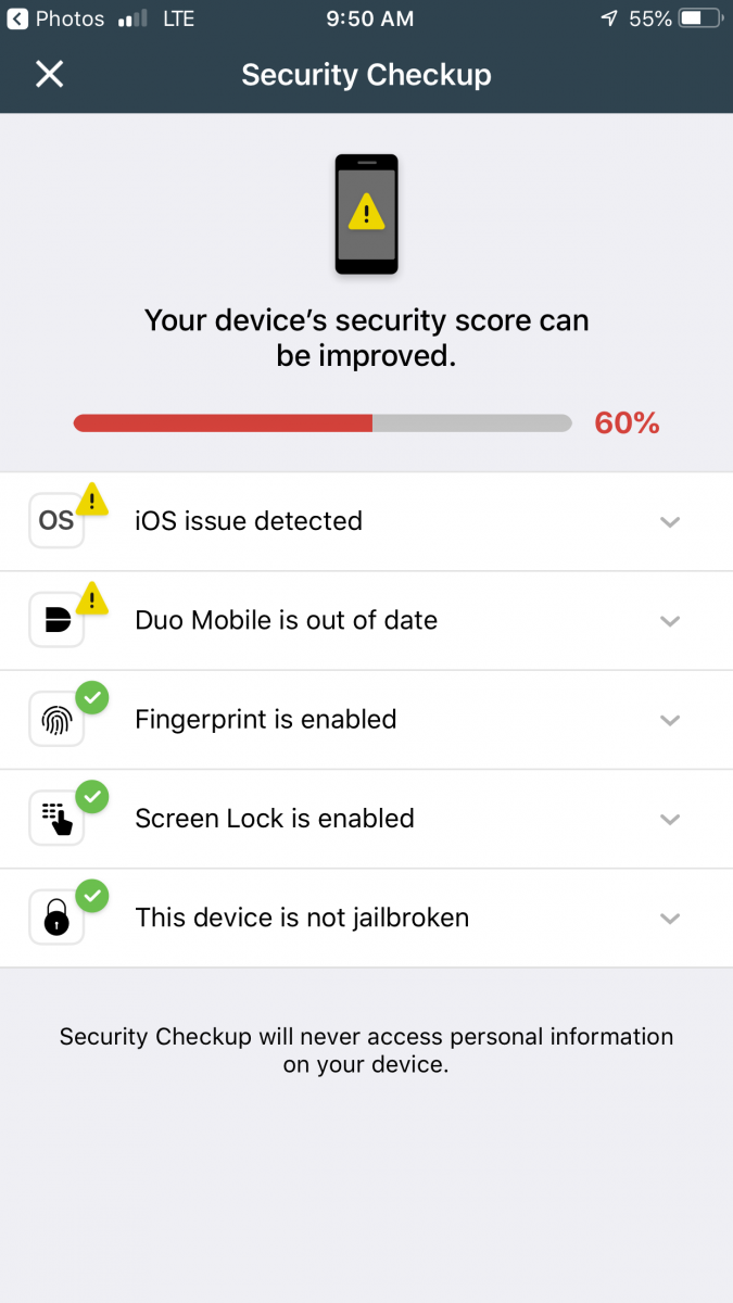 ios security issues displayed