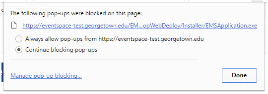 eventspace link is highlighted