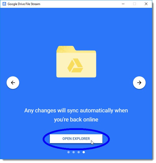 Click the Open Explorer button in Google Drive File Stream