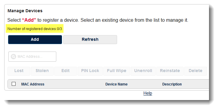 Device removed from device list