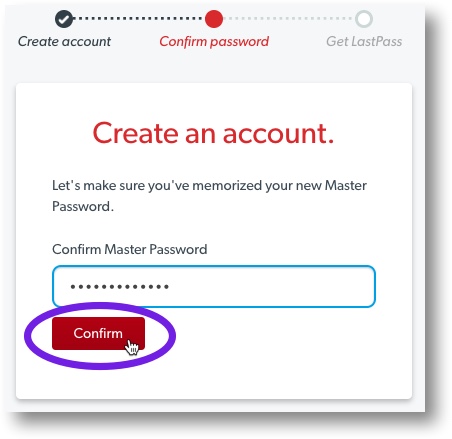 'Create an account' screen
