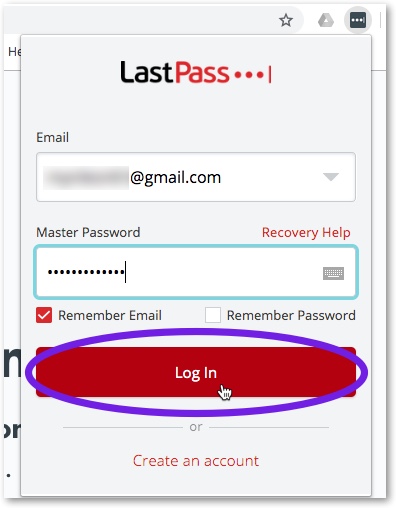 Create LastPass master password