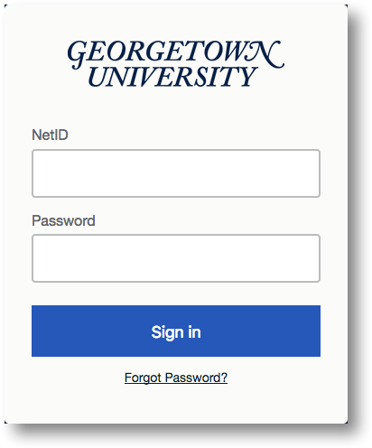 Georgetown login screen