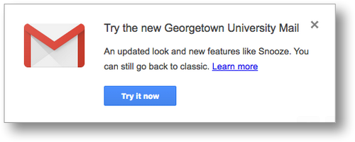 Google prompt to try new Gmail