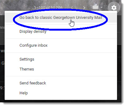 Option to return to classic Georgetown Gmail