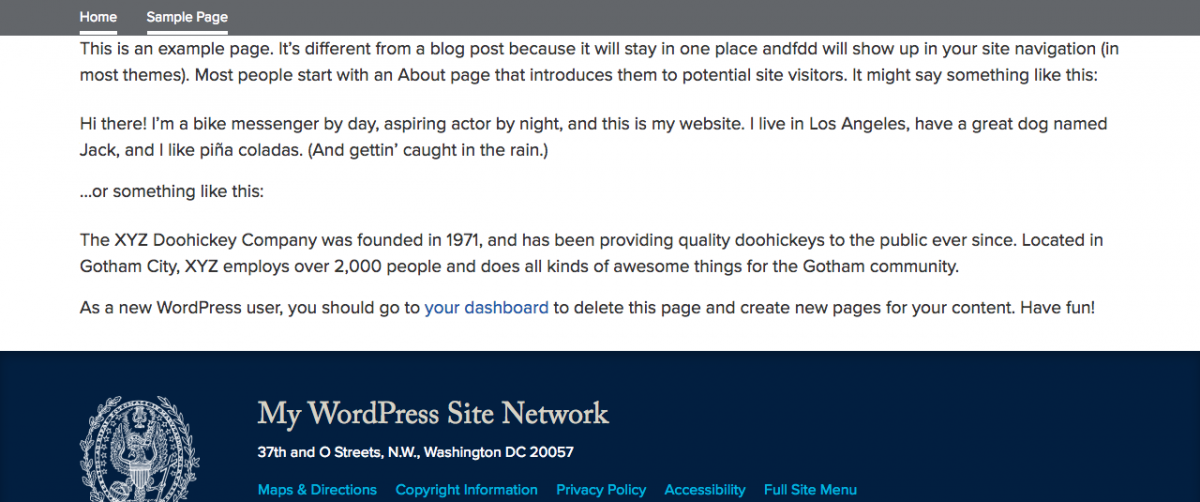 View of a WordPress Home Page 