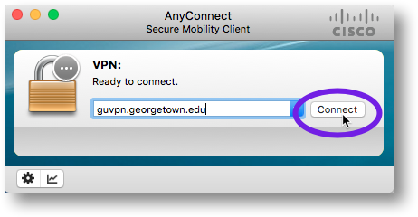 Enter guvpn.georgetown.edu to start connection to VPN
