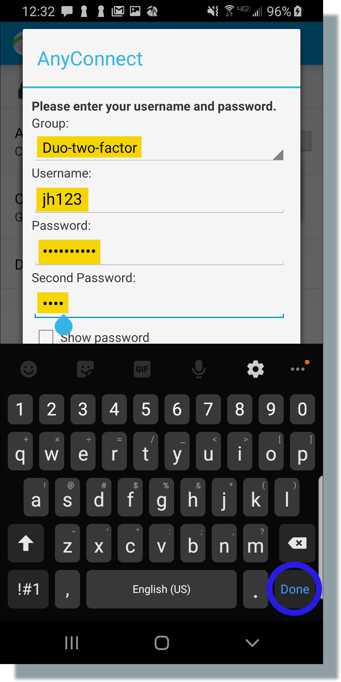 Enter NetID, password, and 'push'