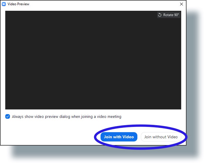 Click 'Join with Video' or 'Join without Video' in video preview window