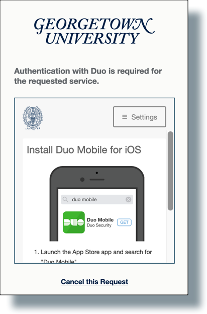 'Install Duo' screen 