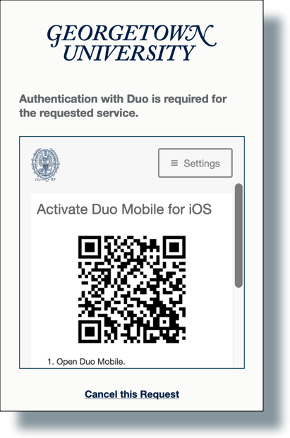 Duo QR code to be scanned