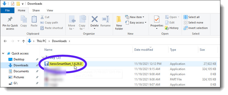 Double-click Windows printer installer file