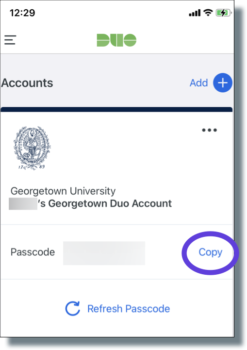 Record the passcode by tapping 'Copy'