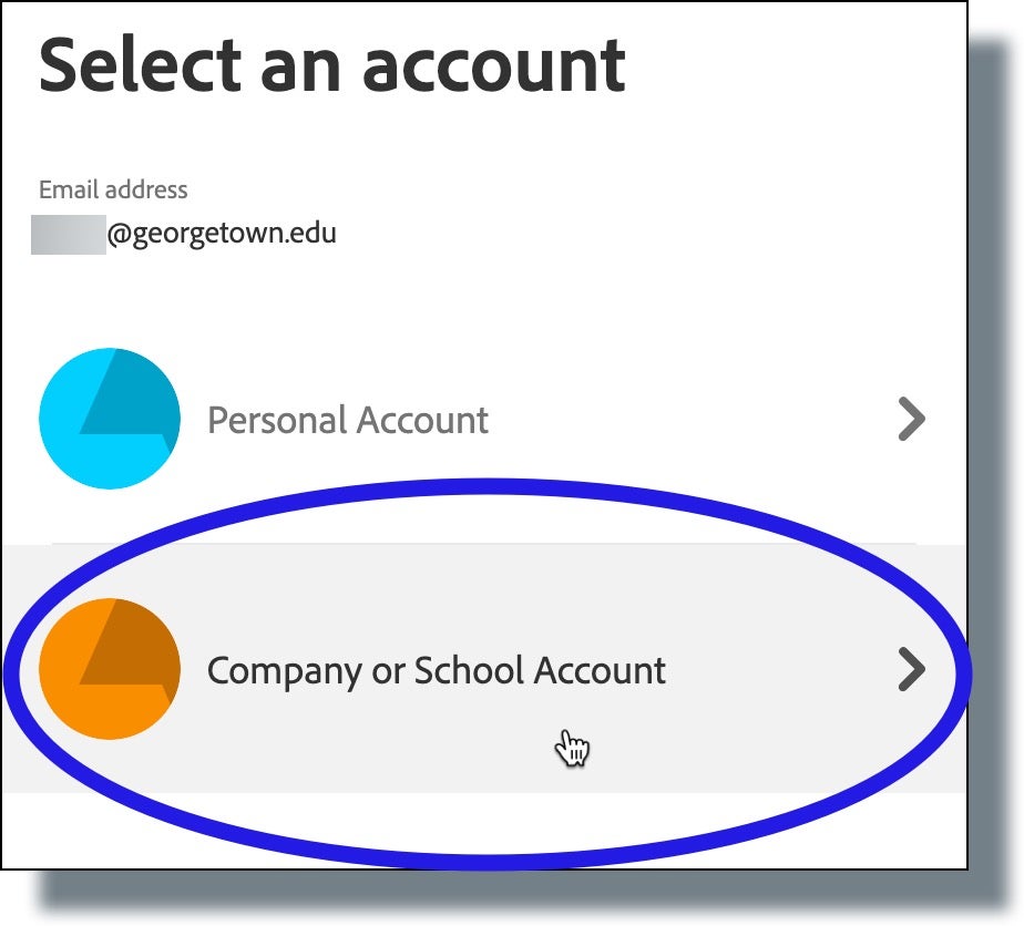 Select 'Company or School Account'