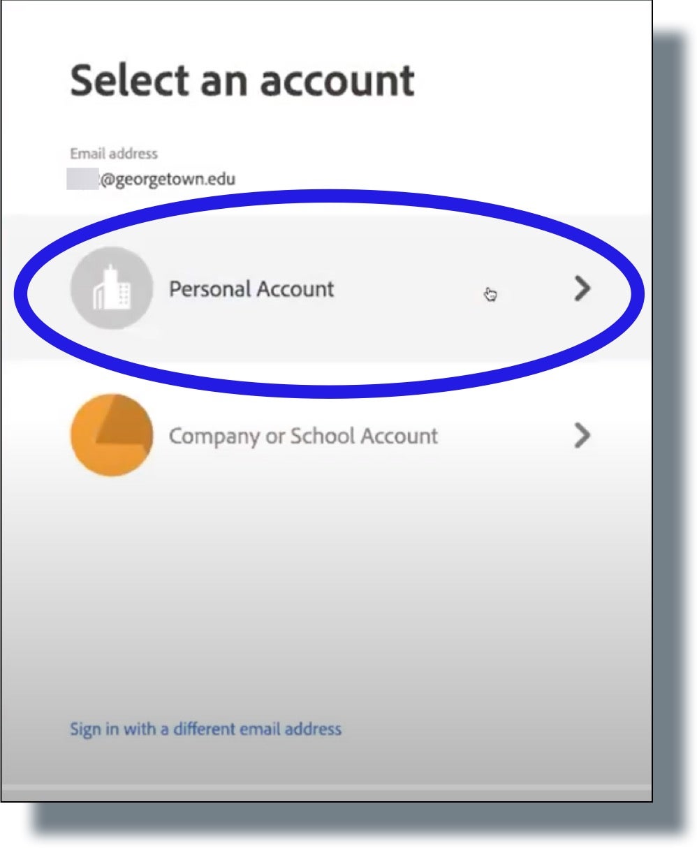Select 'Personal Account'