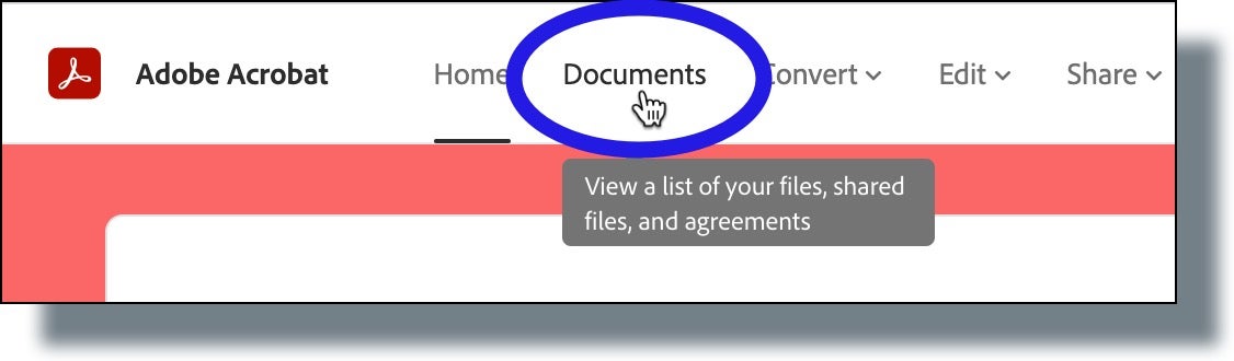 Click 'Documents' if you don't see your documents listed