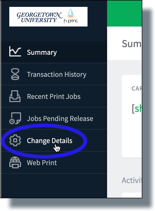 Click on the 'Change Details' menu item