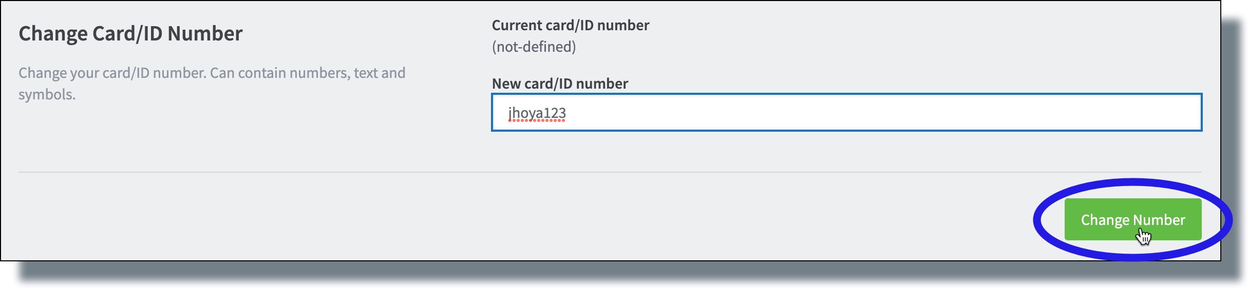 Enter your NetID, and then click 'Change Number'