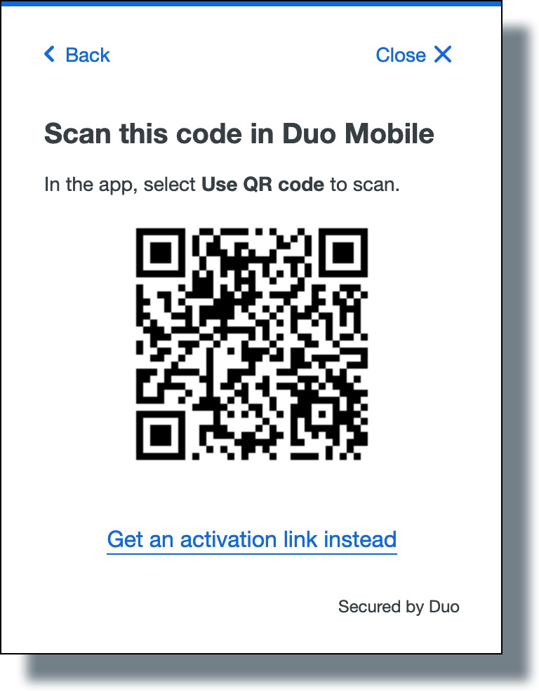 Use Duo Mobile to scan this QR code.