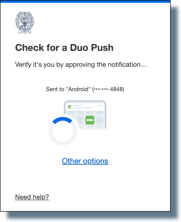 'Check for a Duo Push' screen