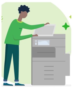 Image of person copying a document.