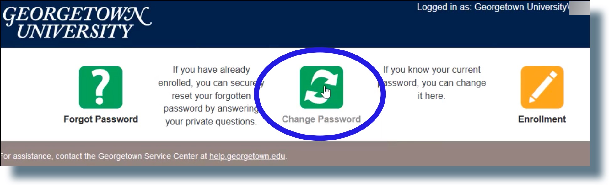 Select 'Change Password'.