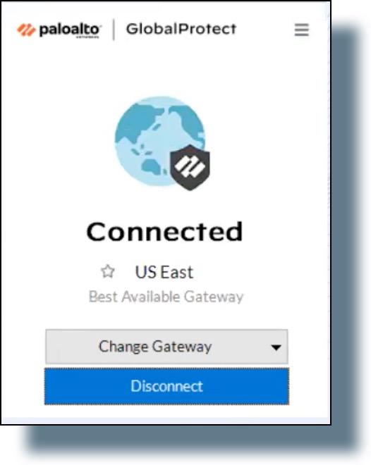 Image of confirmation message that you're now connected to the Global Protect VPN.