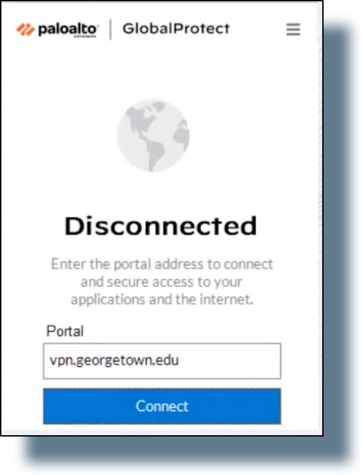 Image of confirmation message that you're disconnected from the Global Protect VPN.
