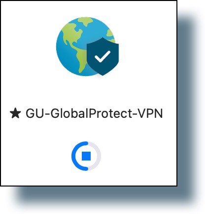 Image of progress wheel on Global Protect VPN icon showing install is proceeding. 