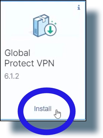 In the Self Service portal, click 'Install' on the Global Protect VPN listing.