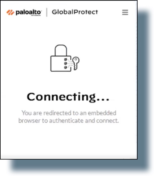 Image of status message that VPN is connecting to your computer.