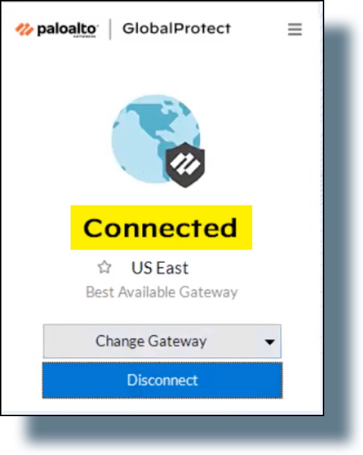 Image of confirmation message that you're connected to the VPN.