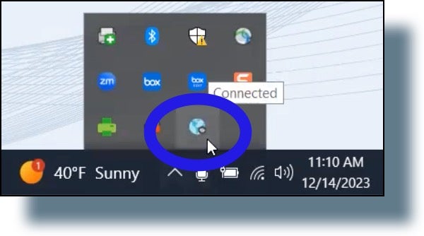 Global Protect VPN icon displayed in Windows system tray.
