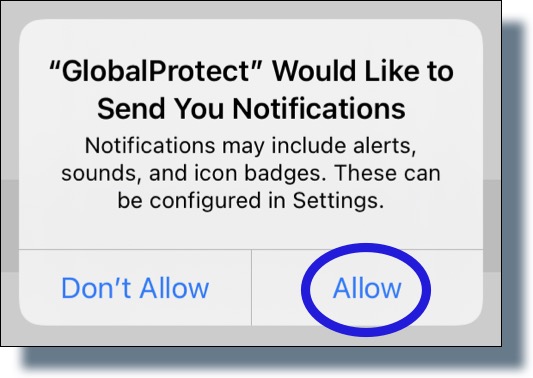 Tap 'Allow' in the pop-up window to allow the VPN to send you notifications.