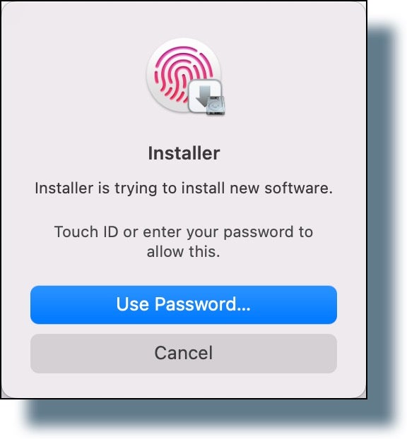 Choose whether to authenticate by using Touch ID or by entering your Mac password.