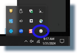 Image of Global Protect VPN icon displayed after clicking on up-pointing arrow in system tray.