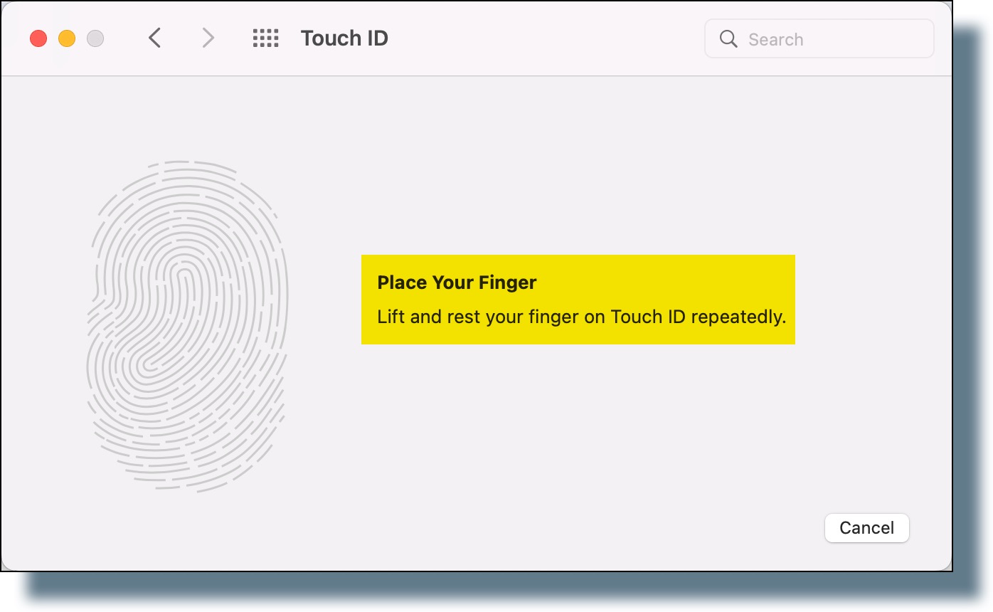 Image of instructions for adding your fingerprint.