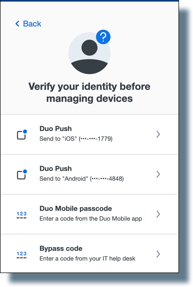 Choose a Duo authentication method.