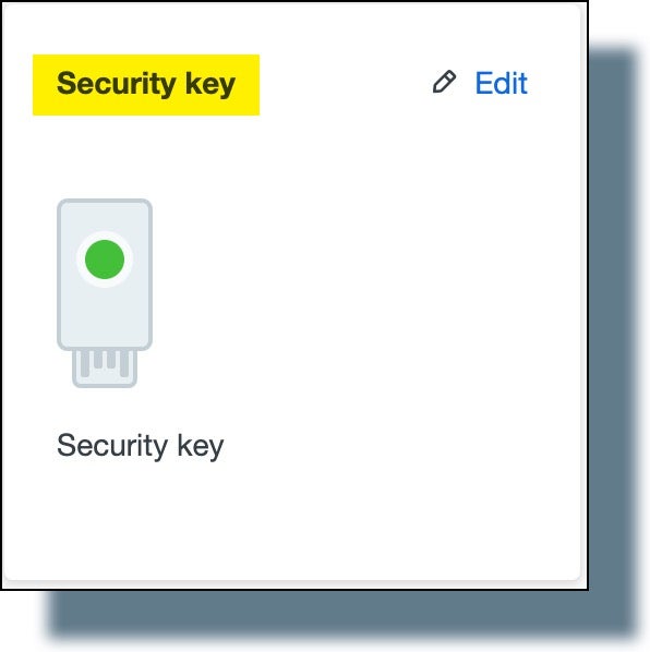 Your security key listed in Duo.