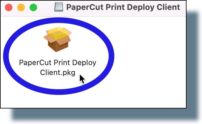 PaperCut installer file icon displayed in Finder.