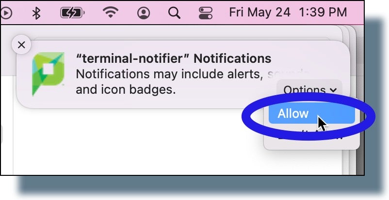 Pop-up prompting you to either allow or not allow PaperCut notifications.