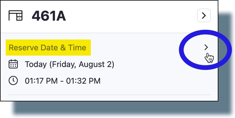 Clicking arrow next to the option 'Reserve Date & Time'.