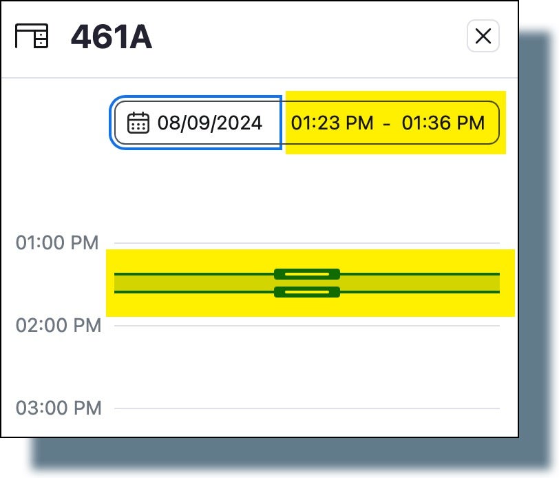 Selecting desired time frame to reserve the space.