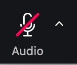 Zoom 'Audio' Meeting Control icon, turned off.