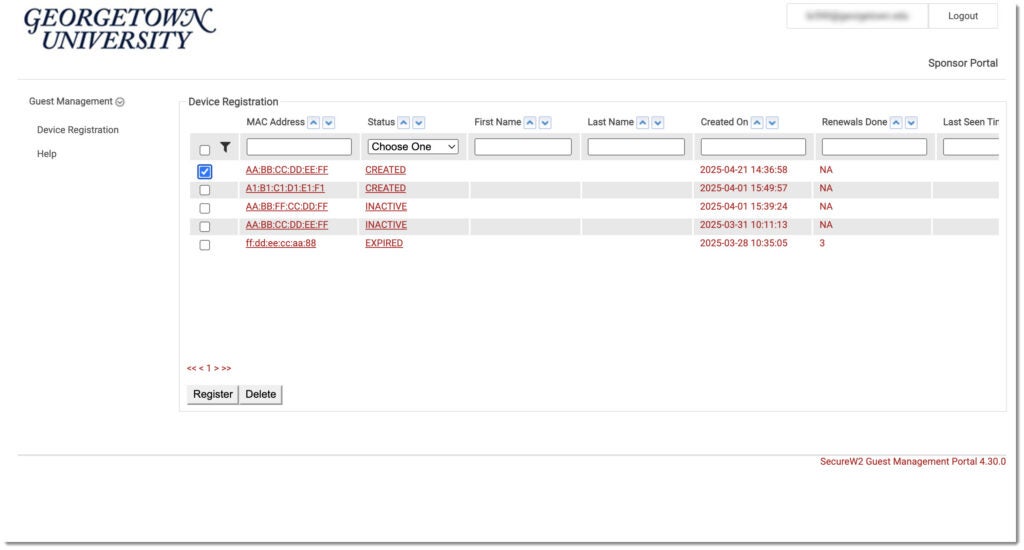 Select the specific device you want to remove from the network.